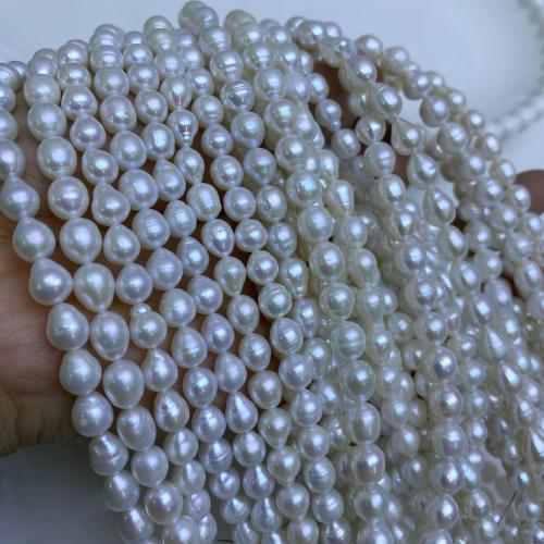 Perles nacres baroques de culture d'eau douce , perle d'eau douce cultivée, DIY, blanc, 5-7mm cm, Vendu par brin