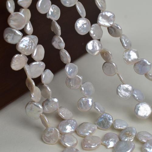 Button kultivierte Süßwasserperlen, Natürliche kultivierte Süßwasserperlen, Barock, DIY, weiß, 约12mm, Länge:40 cm, verkauft von Strang