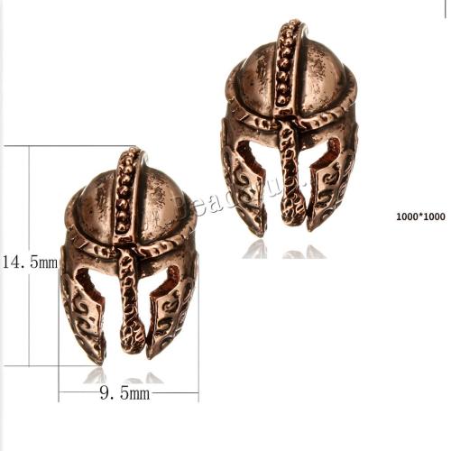 Zinklegierung Schmuckperlen, Helm, plattiert, keine, 9.5x14.5x8.5mm, Bohrung:ca. 2mm, verkauft von PC