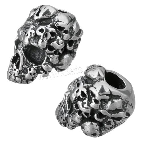 Abalorios Estilo Europeo de Acero Inoxidable, Calavera, sin rosca & ennegrezca, 11x15x12mm, agujero:aproximado 4.5mm, Vendido por UD