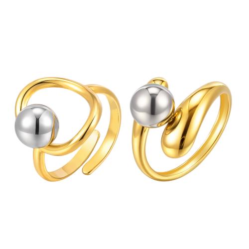 Bague en acier inoxydable, Acier inoxydable 304, Placage, styles différents pour le choix & pour femme & deux tons, Vendu par PC
