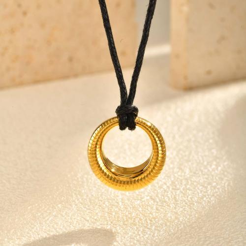 Stainless Steel Sweater Chain Necklace, 304 Stainless Steel, with Wax Cord, fashion jewelry & for woman & hollow 