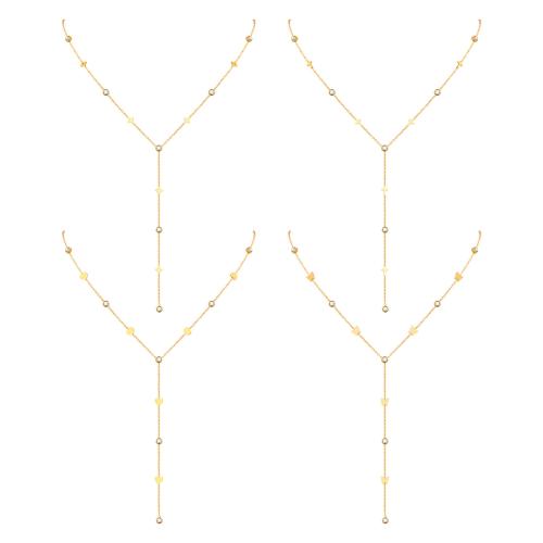 Zirkonia Edelstahl Halskette, 304 Edelstahl, mit kubischer Zirkonia, plattiert, Modeschmuck & verschiedene Stile für Wahl & für Frau, goldfarben, verkauft von PC