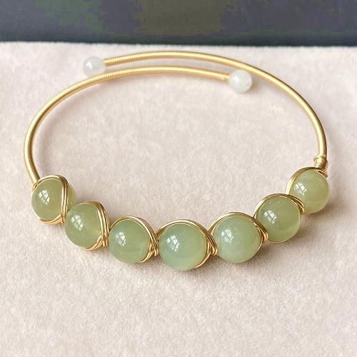 Pulsera de jade, metal, con Hetian Jade, 14K lleno de oro, Joyería & para mujer, Inner diameter :55mm, Vendido por UD