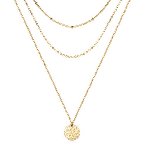 Collier de mode Multi couche, Acier inoxydable 304, Plaqué d'or 18K, trois pièces & bijoux de mode & pour femme, Vendu par fixé