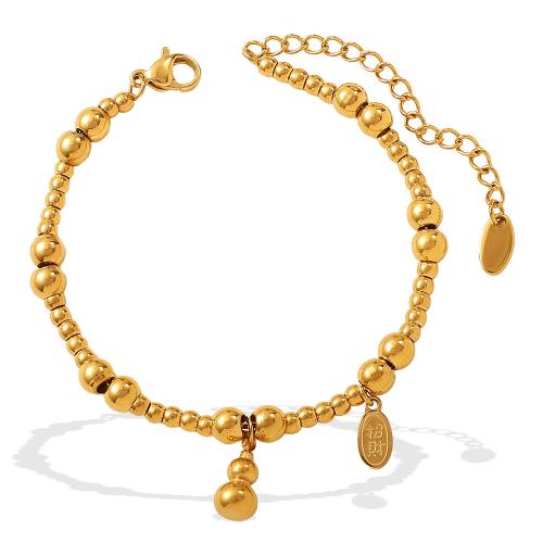 Acero inoxidable Pulsera con dijes, acero inoxidable 304, 18K chapado en oro, Joyería & para mujer, Vendido por UD
