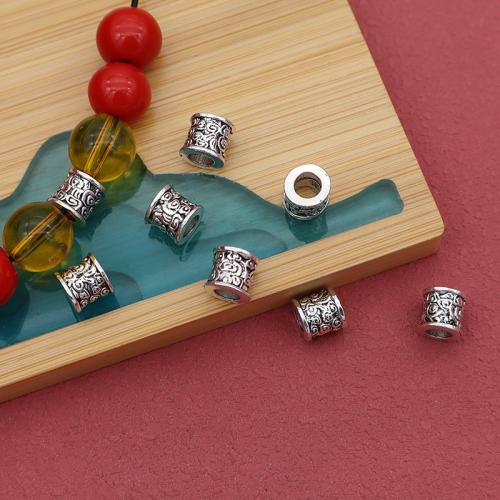 Perles de gros trou en alliage de zinc, Placage de couleur argentée, DIY Vendu par sac