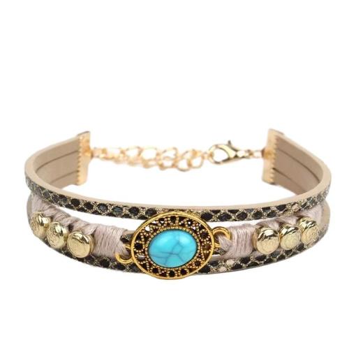 Mixed Material Bracelets, Zinc Alloy, with Cotton Thread & PU Leather & Copper Coated Plastic & Acrylic, plated, fashion jewelry, mixed colors, 19mm .5 cm 