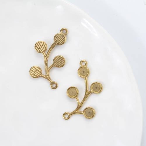 Monture de pendentif en acier inoxydable, Acier inoxydable 304, branche, Placage de couleur d'or, DIY & double trou, doré Vendu par PC