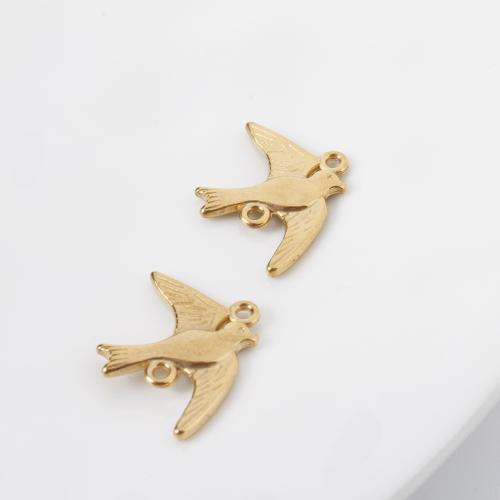 Connecteur de charme en acier inoxydable, Acier inoxydable 304, oiseau, Placage de couleur d'or, DIY, doré Vendu par PC
