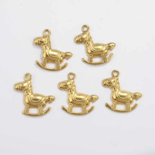 Stainless Steel Pendants, 304 Stainless Steel, rocking horse, gold color plated, DIY, golden 