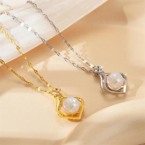 チタンジュエリーネックレス, チタン鋼, とともに ジェムストーン & プラスチック製パール, メッキ, ファッションジュエリー & 女性用, 無色, 売り手 パソコン[