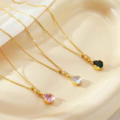 チタンジュエリーネックレス, チタン鋼, 水滴, メッキ, ファッションジュエリー & マイクロパヴェジルコニア & 女性用, 無色, 売り手 パソコン[