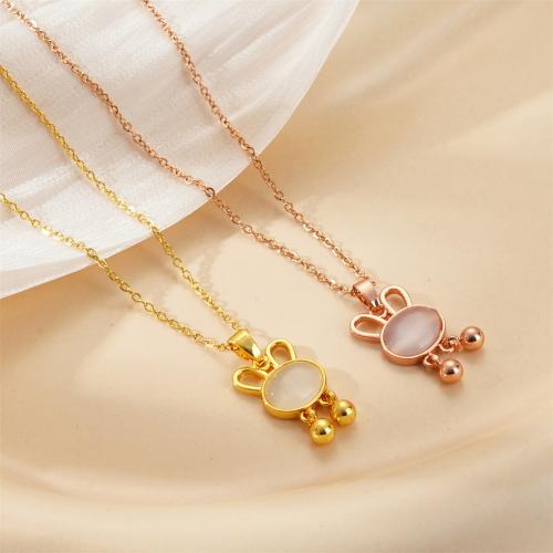 Collier de bijoux de titane, Acier titane, avec Oeil de chat, lapin, Placage, bijoux de mode & pour femme, plus de couleurs à choisir, Vendu par PC