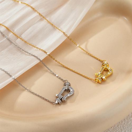 Collier de bijoux de titane, Acier titane, avec laiton, Placage, bijoux de mode & pavé de micro zircon & pour femme, plus de couleurs à choisir, Vendu par PC