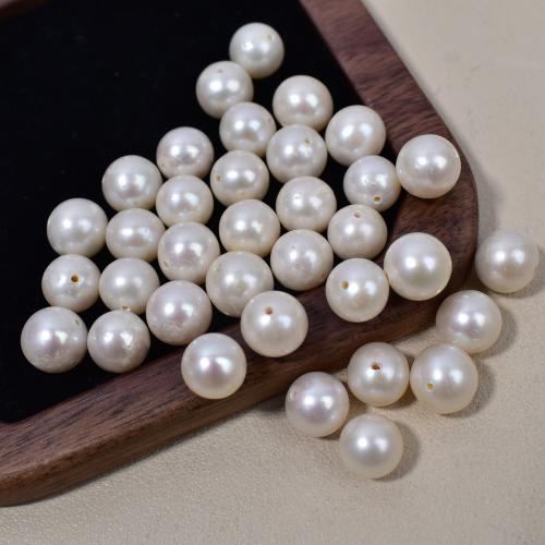 Perles de nacre rondes de culture d'eau douce, perle d'eau douce cultivée, Légèrement rond, DIY, blanc, 9-10mm, Vendu par PC