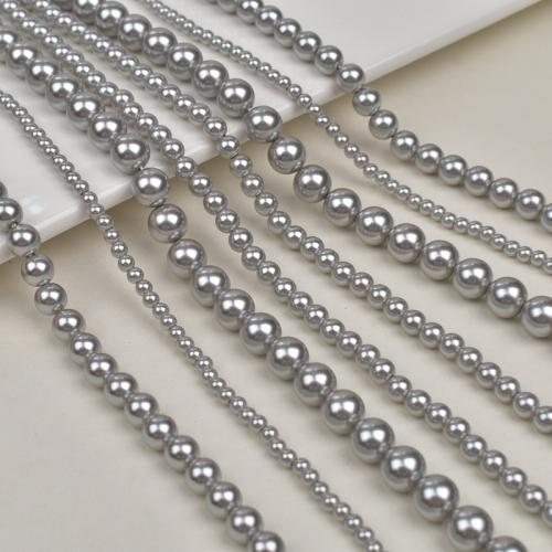 Glass Pearl Beads, Round, DIY, grey, 4-10mm cm [