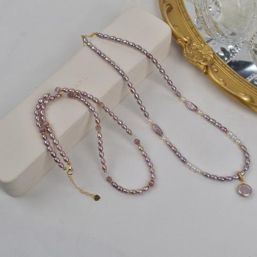 Пресноводные перлы ожерелье цепи свитера, Пресноводные жемчуги, с кошачий глаз, Стиль Барокко, ювелирные изделия моды, Много цветов для выбора, 4-6mm, длина:46 см, продается PC