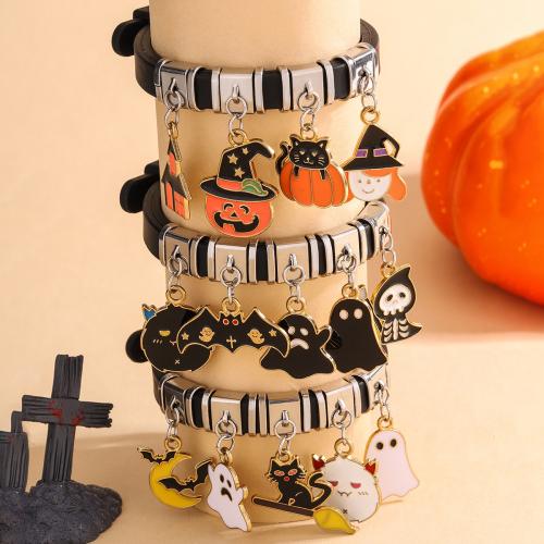 304 Stainless Steel Bracelet, with Silicone, gold color plated, Halloween Design & enamel cm 