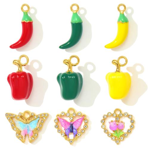 Emaille Edelstahl Anhänger, 304 Edelstahl, mit Harz, goldfarben plattiert, DIY & mit Strass, keine, 3PCs/Tasche, verkauft von Tasche