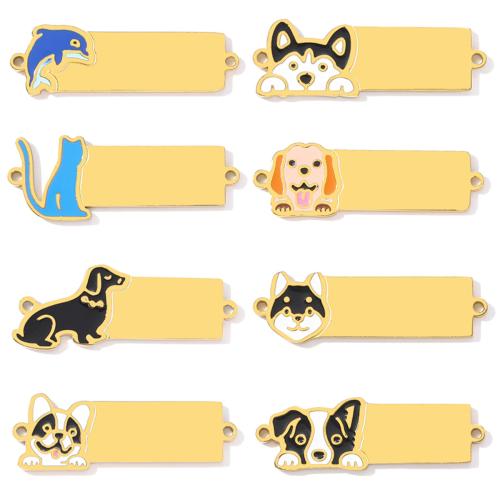 Connecteur de charme en acier inoxydable, Acier inoxydable 304, Placage de couleur d'or, DIY & émail & boucle de 1/1, plus de couleurs à choisir Vendu par sac