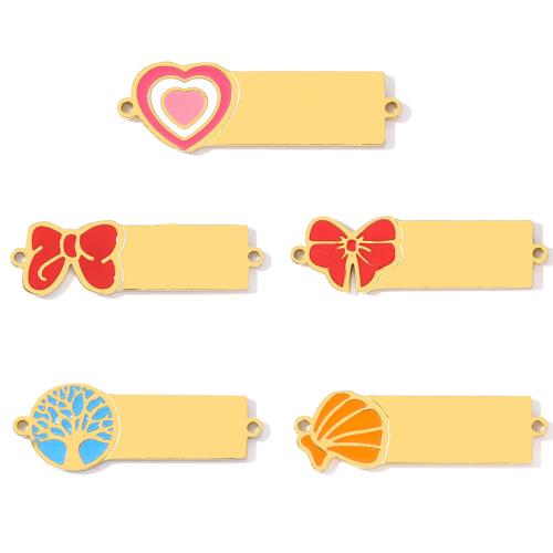 Connecteur de charme en acier inoxydable, Acier inoxydable 304, Placage de couleur d'or, DIY & émail & boucle de 1/1, plus de couleurs à choisir Vendu par sac