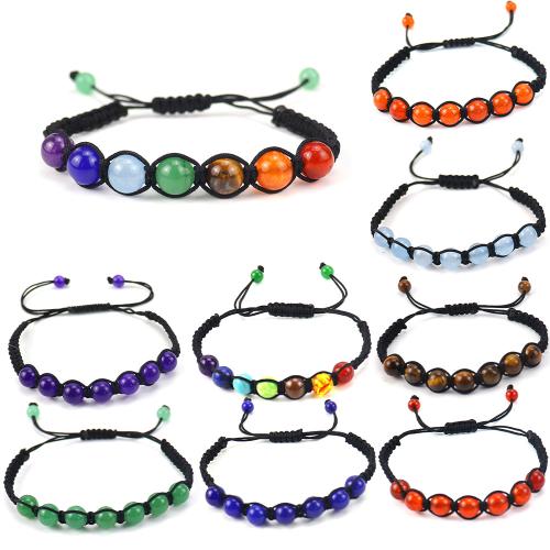Bracelets en pierres précieuses, pierre gemme, avec corde en nylon, fait à la main, bijoux de mode & différents matériaux pour le choix & unisexe, noire Environ 20 cm, Vendu par PC