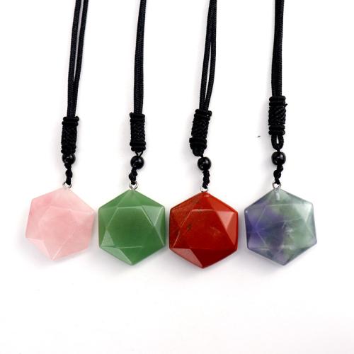 Colliers de pierres précieuses, pierre gemme, avec corde en nylon, fait à la main, bijoux de mode & différents matériaux pour le choix & unisexe, noire, Vendu par PC