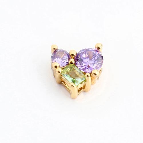 Perles zircon Micro Pave cubes, laiton, coeur, DIY & pavé de micro zircon, doré Vendu par PC[