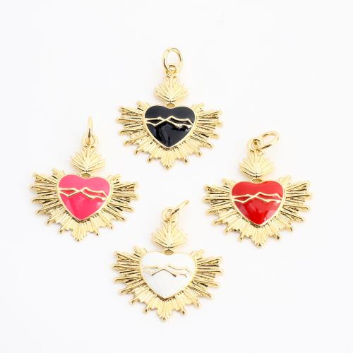 Emaille Messing Anhänger, goldfarben plattiert, DIY, keine, 24x20x2mm, verkauft von PC