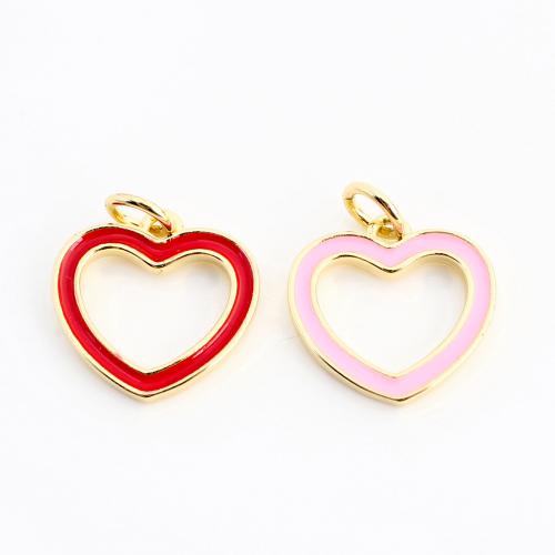 Emaille Messing Anhänger, Herz, goldfarben plattiert, DIY & hohl, keine, 17x14x2mm, verkauft von PC