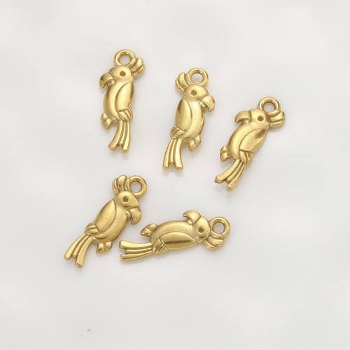 Pendentifs d'animaux en acier inoxydable , Acier inoxydable 304, oiseau, Placage de couleur d'or, DIY, doré Vendu par PC