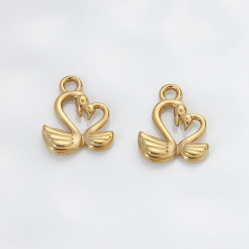 Pendentifs d'animaux en acier inoxydable , Acier inoxydable 304, cygne, Placage de couleur d'or, DIY, doré Vendu par PC
