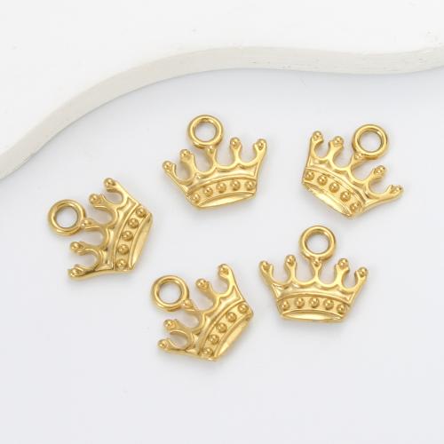 Stainless Steel Crown Pendant, 304 Stainless Steel, gold color plated, DIY, golden 