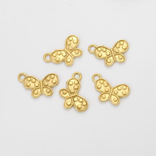 Pendentifs d'animaux en acier inoxydable , Acier inoxydable 304, papillon, Placage de couleur d'or, DIY, doré Vendu par PC