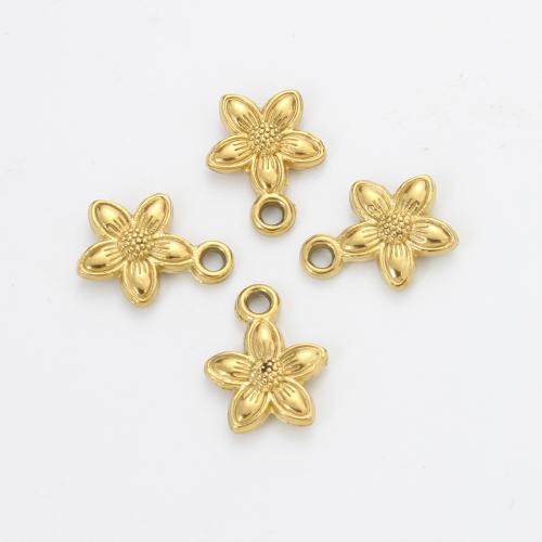 Stainless Steel Flower Pendant, 304 Stainless Steel, gold color plated, DIY, golden 