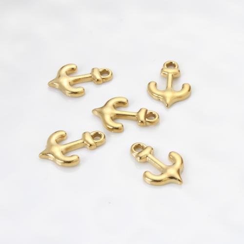 Stainless Steel Ship Wheel & Anchor Pendant, 304 Stainless Steel, gold color plated, DIY, golden 