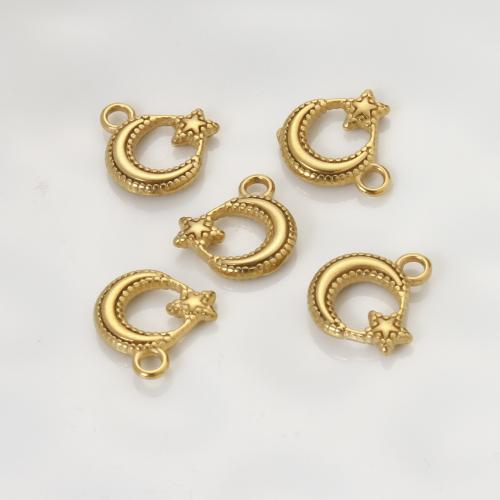 Stainless Steel Pendants, 304 Stainless Steel, Moon and Star, gold color plated, DIY, golden 