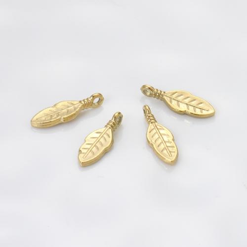 Pendentif Feuille en acier inoxydable, Acier inoxydable 304, Placage de couleur d'or, DIY, doré Vendu par PC