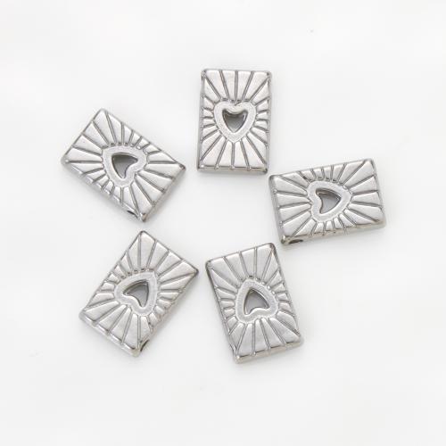 Stainless Steel Beads, 304 Stainless Steel, Square, silver color plated, DIY, silver color 