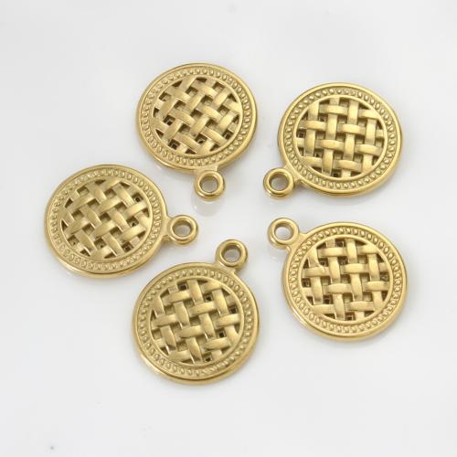 Stainless Steel Pendants, 304 Stainless Steel, Round, gold color plated, DIY, golden 
