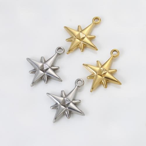 Stainless Steel Star Pendant, 304 Stainless Steel, plated, DIY 