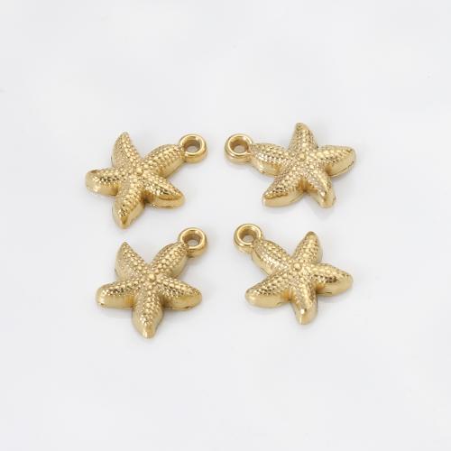 Pendentifs d'animaux en acier inoxydable , Acier inoxydable 304, étoile de mer, Placage de couleur d'or, DIY, doré Vendu par PC