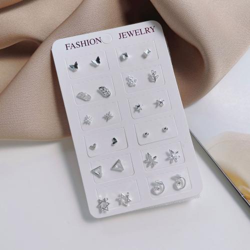 alliage de zinc Stud Set, Placage, styles différents pour le choix & pour femme & avec strass, earring length 3-12mm, Vendu par fixé
