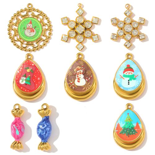 Emaille Edelstahl Anhänger, 304 Edelstahl, goldfarben plattiert, DIY & Micro pave Zirkonia, keine, 3PCs/Tasche, verkauft von Tasche