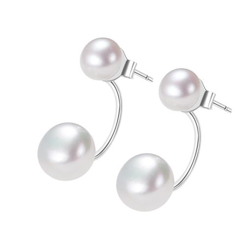 Boucles d'oreilles d'eau douce de Perle , perle d'eau douce cultivée, avec laiton, Légèrement rond, Placage, bijoux de mode, plus de couleurs à choisir, 5-8mm, Vendu par paire