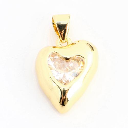 Pendentifs en laiton zircon cubique (CZ), coeur, DIY & pavé de micro zircon, doré Vendu par PC