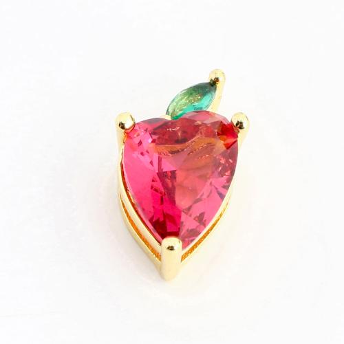 Pendentifs en laiton zircon cubique (CZ), coeur, DIY & pavé de micro zircon, doré Vendu par PC