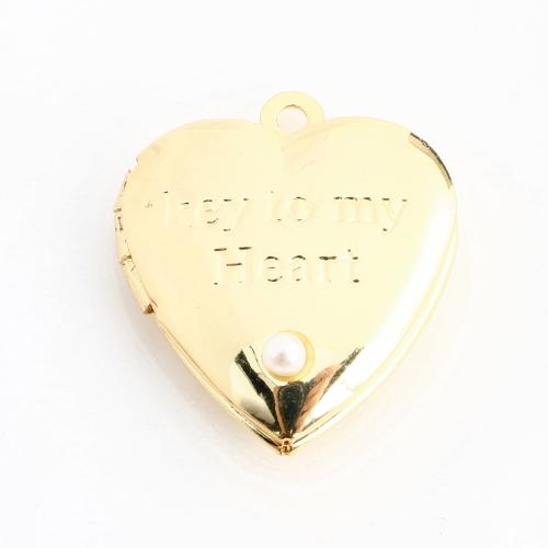 Pendentif médaillon en laiton, coeur, DIY, doré Vendu par PC