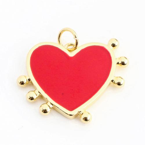 Emaille Messing Anhänger, Herz, DIY, goldfarben, 18x22x2mm, verkauft von PC